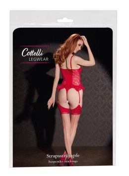 Cottelli LEGWEAR - Beżowe Pończochy Z Czerwonym Szwem I Wykończeniem 3 Cottelli LEGWEAR