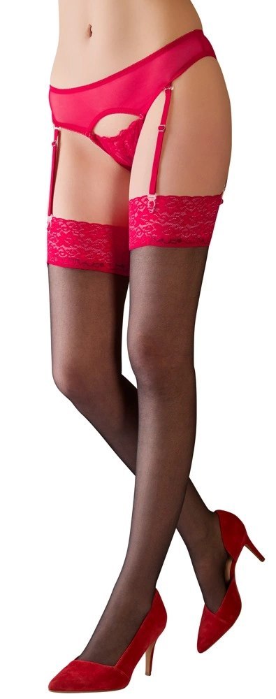 Cottelli LEGWEAR - Czarne Pończochy Z Seksowną Czerwoną Koronką 2 Cottelli LEGWEAR Cottelli LEGWEAR - Czarne Pończochy Z Seksowną Czerwoną Koronką 2 Cottelli LEGWEAR