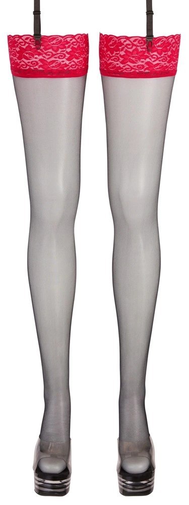 Cottelli LEGWEAR - Czarne Pończochy Z Seksowną Czerwoną Koronką 4 Cottelli LEGWEAR Cottelli LEGWEAR - Czarne Pończochy Z Seksowną Czerwoną Koronką 4 Cottelli LEGWEAR