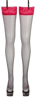 Cottelli LEGWEAR - Czarne Pończochy Z Seksowną Czerwoną Koronką 5 Cottelli LEGWEAR