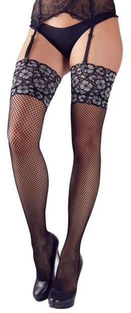 Cottelli LEGWEAR - Seksowne Pończochy Kabaretki Z Kwiatową Koronką S/M Cottelli LEGWEAR