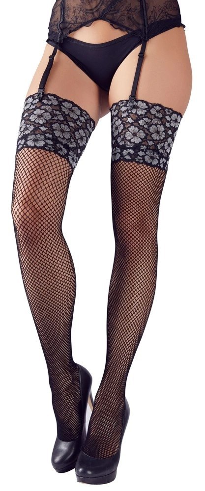 Cottelli LEGWEAR - Seksowne Pończochy Kabaretki Z Kwiatową Koronką S/M Cottelli LEGWEAR Cottelli LEGWEAR - Seksowne Pończochy Kabaretki Z Kwiatową Koronką S/M Cottelli LEGWEAR