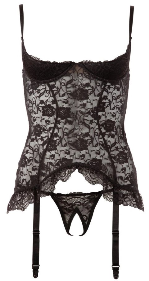 Cottelli LINGERIE - Koronkowa Koszulka Z Paskami Do Pończoch Bez Miseczek + Stringi 75B/S Cottelli LINGERIE Cottelli LINGERIE - Koronkowa Koszulka Z Paskami Do Pończoch Bez Miseczek + Stringi 75B/S Cottelli LINGERIE