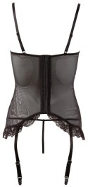 Cottelli LINGERIE - Koronkowa Koszulka Z Paskami Do Pończoch Bez Miseczek + Stringi 75B/S Cottelli LINGERIE