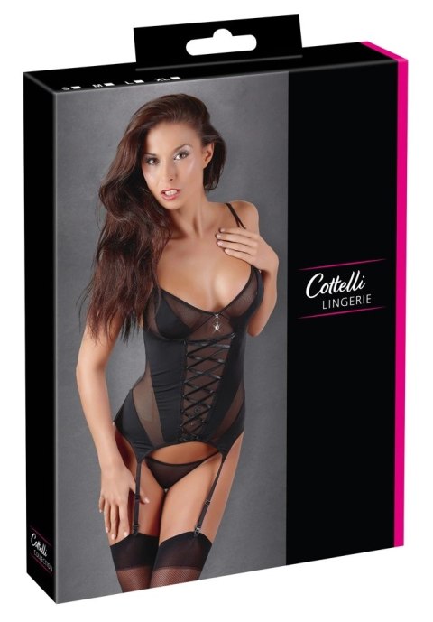 Cottelli LINGERIE - Seksowna Koszulka Z Paskami Do Pończoch + Stringi Czarne M Cottelli LINGERIE Cottelli LINGERIE - Seksowna Koszulka Z Paskami Do Pończoch + Stringi Czarne M Cottelli LINGERIE