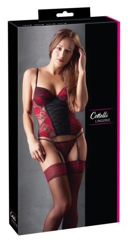 Cottelli LINGERIE - Seksowny Kwiatowy Gorset + Stringi 85C/L Cottelli LINGERIE