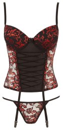 Cottelli LINGERIE - Seksowny Kwiatowy Gorset + Stringi 85C/L Cottelli LINGERIE