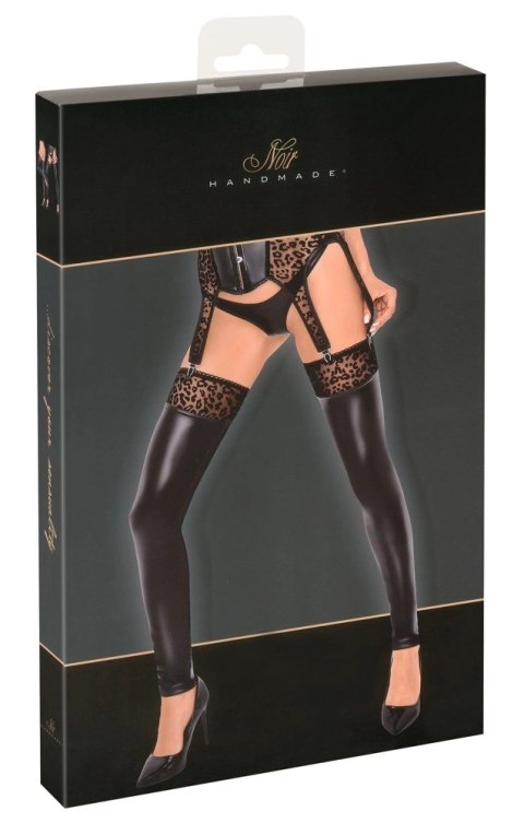 Noir - Seksowne Matowe Pończochy Z Elegancką Panterką Czarne XL Noir Noir - Seksowne Matowe Pończochy Z Elegancką Panterką Czarne XL Noir