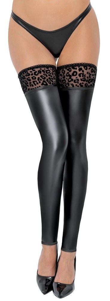 Noir - Seksowne Matowe Pończochy Z Elegancką Panterką Czarne XL Noir Noir - Seksowne Matowe Pończochy Z Elegancką Panterką Czarne XL Noir