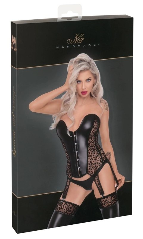 Noir - Seksowny Panterkowy Gorset Z 6 Szelkami Do Pończoch Czarny M Noir Noir - Seksowny Panterkowy Gorset Z 6 Szelkami Do Pończoch Czarny M Noir