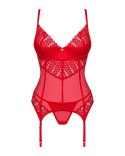 Obsessive - Czerwony Koronkowy Gorsecik I Stringi Ingridia XL/2XL Obsessive