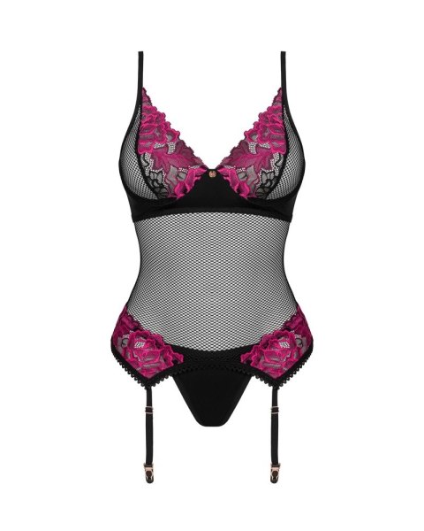 Obsessive - Seksowna Koszulka Z Paseczkami Do Pończoch + Stringi Rosenty XL/2XL Obsessive Obsessive - Seksowna Koszulka Z Paseczkami Do Pończoch + Stringi Rosenty XL/2XL Obsessive