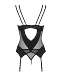 Obsessive - Seksowny Siateczkowy Gorsecik Ze Stringami Nesari Czarny XL/2XL Obsessive