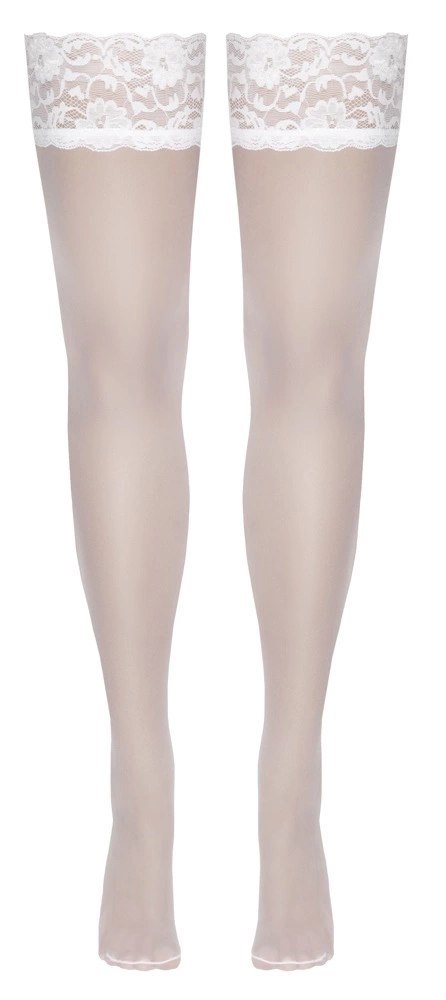 Cottelli LEGWEAR - Białe Klasyczne Pończochy Z Piękną Koronką 4 Cottelli LEGWEAR Cottelli LEGWEAR - Białe Klasyczne Pończochy Z Piękną Koronką 4 Cottelli LEGWEAR