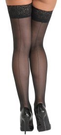 Cottelli LEGWEAR - Czarne Klasyczne Pończochy Z Koronką I Ozdobnym Szwem 2 Cottelli LEGWEAR