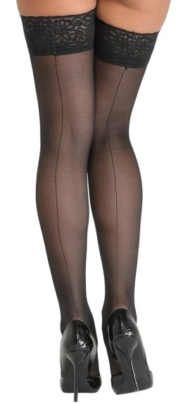 Cottelli LEGWEAR - Czarne Klasyczne Pończochy Z Koronką I Ozdobnym Szwem 2 Cottelli LEGWEAR