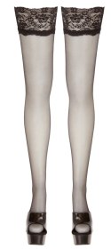 Cottelli LEGWEAR - Czarne Klasyczne Pończochy Z Wysoką Koronką 2 Cottelli LEGWEAR