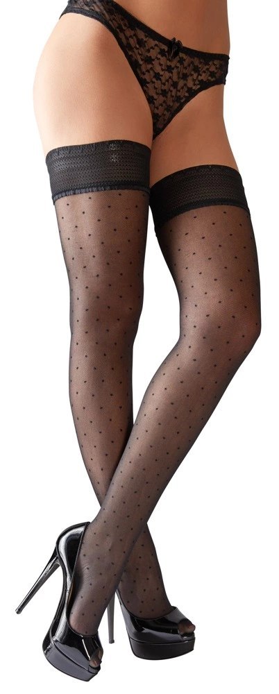 Cottelli LEGWEAR - Czarne Pończochy Samonośne Z Kropeczkami 2 Cottelli LEGWEAR Cottelli LEGWEAR - Czarne Pończochy Samonośne Z Kropeczkami 2 Cottelli LEGWEAR