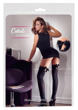 Cottelli LEGWEAR - Czarne Pończochy Z Kokardką I Kryształową Dekoracją L Cottelli LEGWEAR