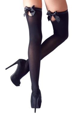 Cottelli LEGWEAR - Czarne Pończochy Z Kokardką I Kryształową Dekoracją S Cottelli LEGWEAR