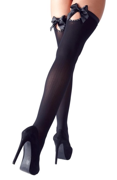 Cottelli LEGWEAR - Czarne Pończochy Z Kokardką I Kryształową Dekoracją S Cottelli LEGWEAR Cottelli LEGWEAR - Czarne Pończochy Z Kokardką I Kryształową Dekoracją S Cottelli LEGWEAR