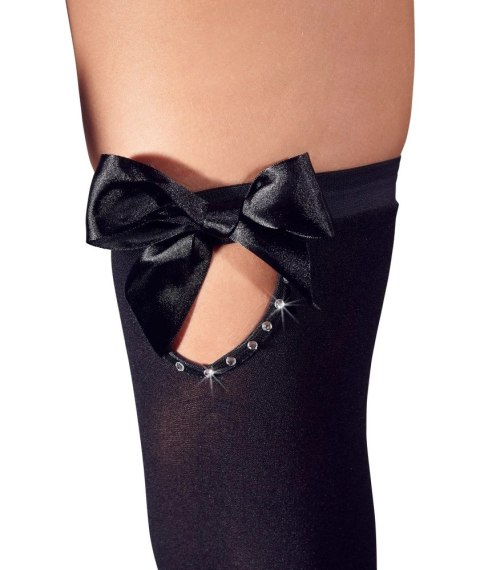 Cottelli LEGWEAR - Czarne Pończochy Z Kokardką I Kryształową Dekoracją S Cottelli LEGWEAR Cottelli LEGWEAR - Czarne Pończochy Z Kokardką I Kryształową Dekoracją S Cottelli LEGWEAR