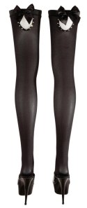 Cottelli LEGWEAR - Czarne Pończochy Z Kokardką I Kryształową Dekoracją S Cottelli LEGWEAR