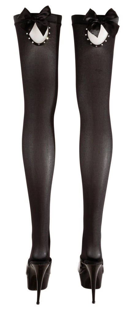 Cottelli LEGWEAR - Czarne Pończochy Z Kokardką I Kryształową Dekoracją S Cottelli LEGWEAR Cottelli LEGWEAR - Czarne Pończochy Z Kokardką I Kryształową Dekoracją S Cottelli LEGWEAR