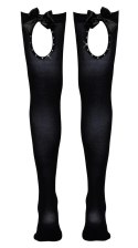 Cottelli LEGWEAR - Czarne Pończochy Z Kokardką I Kryształową Dekoracją S Cottelli LEGWEAR
