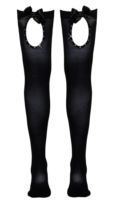 Cottelli LEGWEAR - Czarne Pończochy Z Kokardką I Kryształową Dekoracją S Cottelli LEGWEAR Cottelli LEGWEAR - Czarne Pończochy Z Kokardką I Kryształową Dekoracją S Cottelli LEGWEAR