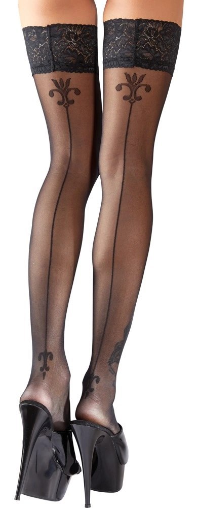 Cottelli LEGWEAR - Czarne Pończochy Z Koronką I Ozdobnym Szwem Z Tyłu 3 Cottelli LEGWEAR Cottelli LEGWEAR - Czarne Pończochy Z Koronką I Ozdobnym Szwem Z Tyłu 3 Cottelli LEGWEAR