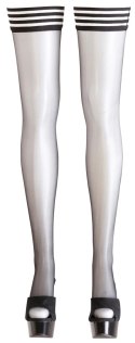 Cottelli LEGWEAR - Czarne Pończochy Z Pasiastą Górą Samonośne M Cottelli LEGWEAR