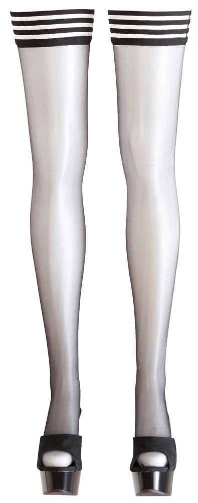 Cottelli LEGWEAR - Czarne Pończochy Z Pasiastą Górą Samonośne M Cottelli LEGWEAR Cottelli LEGWEAR - Czarne Pończochy Z Pasiastą Górą Samonośne M Cottelli LEGWEAR