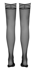 Cottelli LEGWEAR - Czarne Pończochy Z Pasiastą Górą Samonośne M Cottelli LEGWEAR