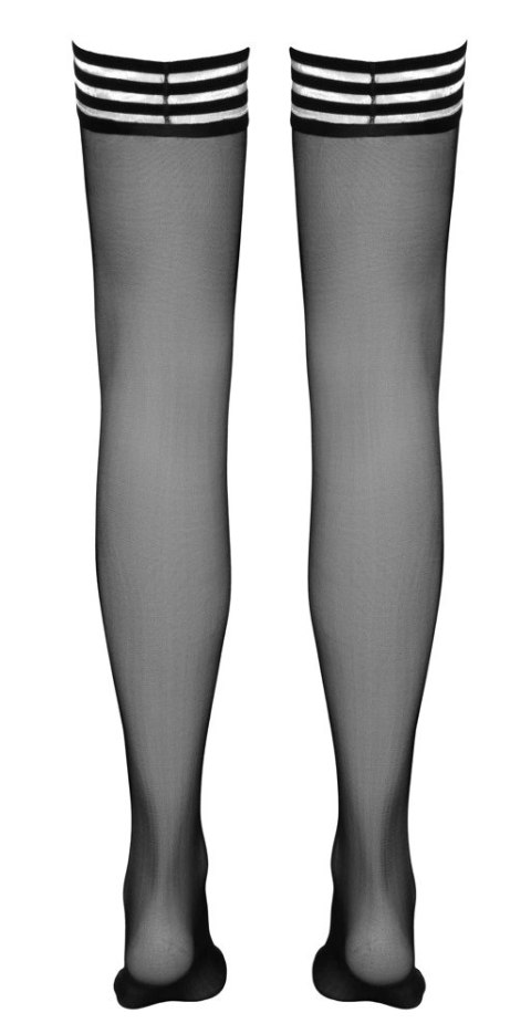 Cottelli LEGWEAR - Czarne Pończochy Z Pasiastą Górą Samonośne M Cottelli LEGWEAR Cottelli LEGWEAR - Czarne Pończochy Z Pasiastą Górą Samonośne M Cottelli LEGWEAR