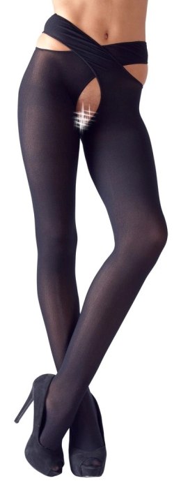 Cottelli LEGWEAR - Czarne Pończochy Z Paskami Na Biodra L/XL Cottelli LEGWEAR
