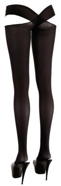 Cottelli LEGWEAR - Czarne Pończochy Z Paskami Na Biodra L/XL Cottelli LEGWEAR