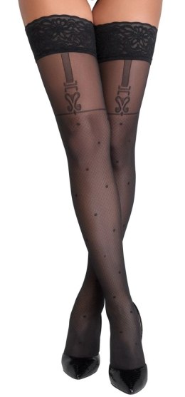Cottelli LEGWEAR - Czarne Pończochy Z Wzorem Kropeczek I Szelek 3 Cottelli LEGWEAR