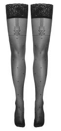 Cottelli LEGWEAR - Czarne Pończochy Z Wzorem Kropeczek I Szelek 3 Cottelli LEGWEAR