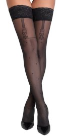 Cottelli LEGWEAR - Czarne Pończochy Z Wzorem Kropeczek I Szelek 5 Cottelli LEGWEAR