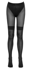 Cottelli LEGWEAR - Czarne Rajstopy Z Wplecioną Siateczką 5 Cottelli LEGWEAR
