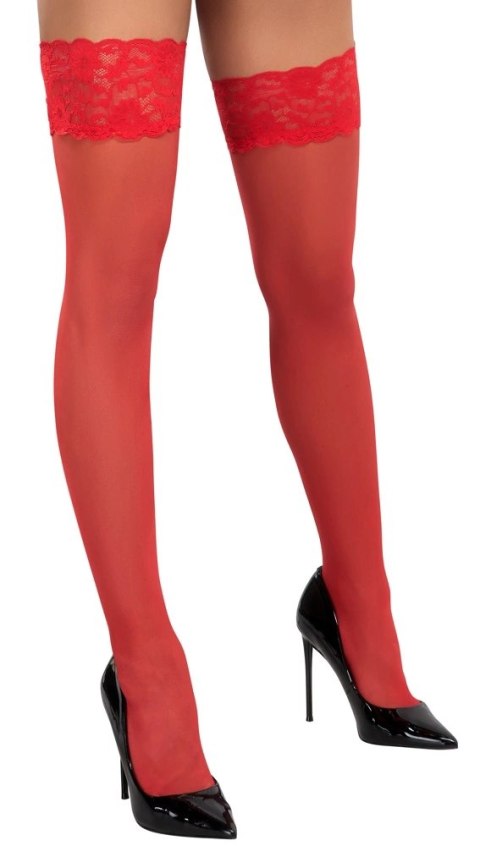 Cottelli LEGWEAR - Czerwone Klasyczne Pończochy Z Piękną Koronką 2 Cottelli LEGWEAR Cottelli LEGWEAR - Czerwone Klasyczne Pończochy Z Piękną Koronką 2 Cottelli LEGWEAR