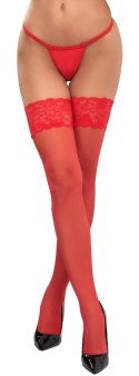 Cottelli LEGWEAR - Czerwone Klasyczne Pończochy Z Piękną Koronką 2 Cottelli LEGWEAR