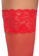 Cottelli LEGWEAR - Czerwone Klasyczne Pończochy Z Piękną Koronką 2 Cottelli LEGWEAR