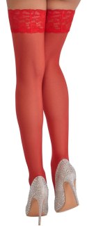 Cottelli LEGWEAR - Czerwone Klasyczne Pończochy Z Piękną Koronką 5 Cottelli LEGWEAR