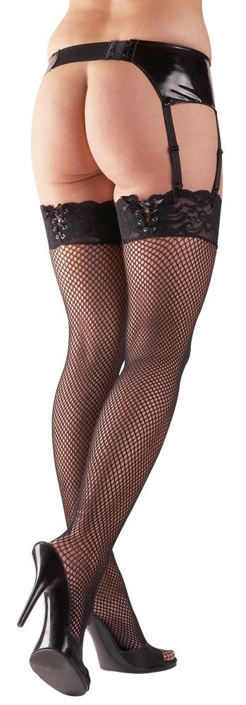 Cottelli LEGWEAR - Pończochy Kabaretki Z Koronką I Ozdobnym Sznurowaniem M/L Cottelli LEGWEAR Cottelli LEGWEAR - Pończochy Kabaretki Z Koronką I Ozdobnym Sznurowaniem M/L Cottelli LEGWEAR