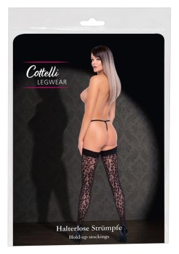 Cottelli LEGWEAR - Pończochy Samonośne Z Wzorem Panterki Czarne 5 Cottelli LEGWEAR