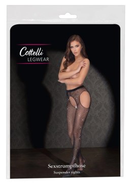 Cottelli LEGWEAR - Rajstopy Do Pończoch Z Siateczki Z Brokatowymi Kamieniami S-L Cottelli LEGWEAR