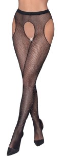 Cottelli LEGWEAR - Rajstopy Do Pończoch Z Siateczki Z Brokatowymi Kamieniami S-L Cottelli LEGWEAR