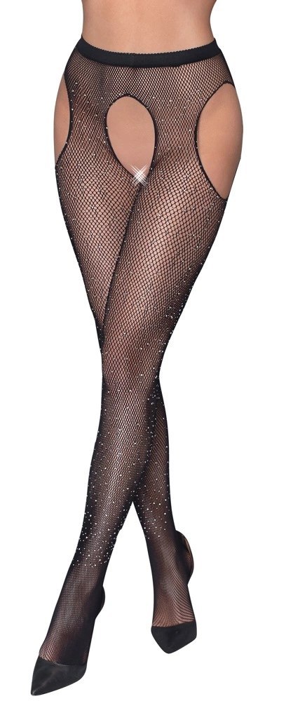 Cottelli LEGWEAR - Rajstopy Do Pończoch Z Siateczki Z Brokatowymi Kamieniami S-L Cottelli LEGWEAR Cottelli LEGWEAR - Rajstopy Do Pończoch Z Siateczki Z Brokatowymi Kamieniami S-L Cottelli LEGWEAR